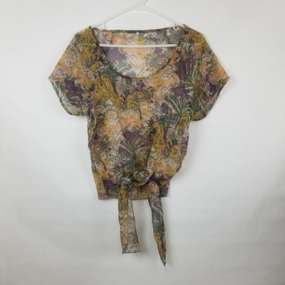 Bjewel Short Sleeve Blouse Size S Floral Print